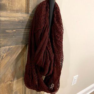 Deep Rose-Colored Knit Wrap Scarf